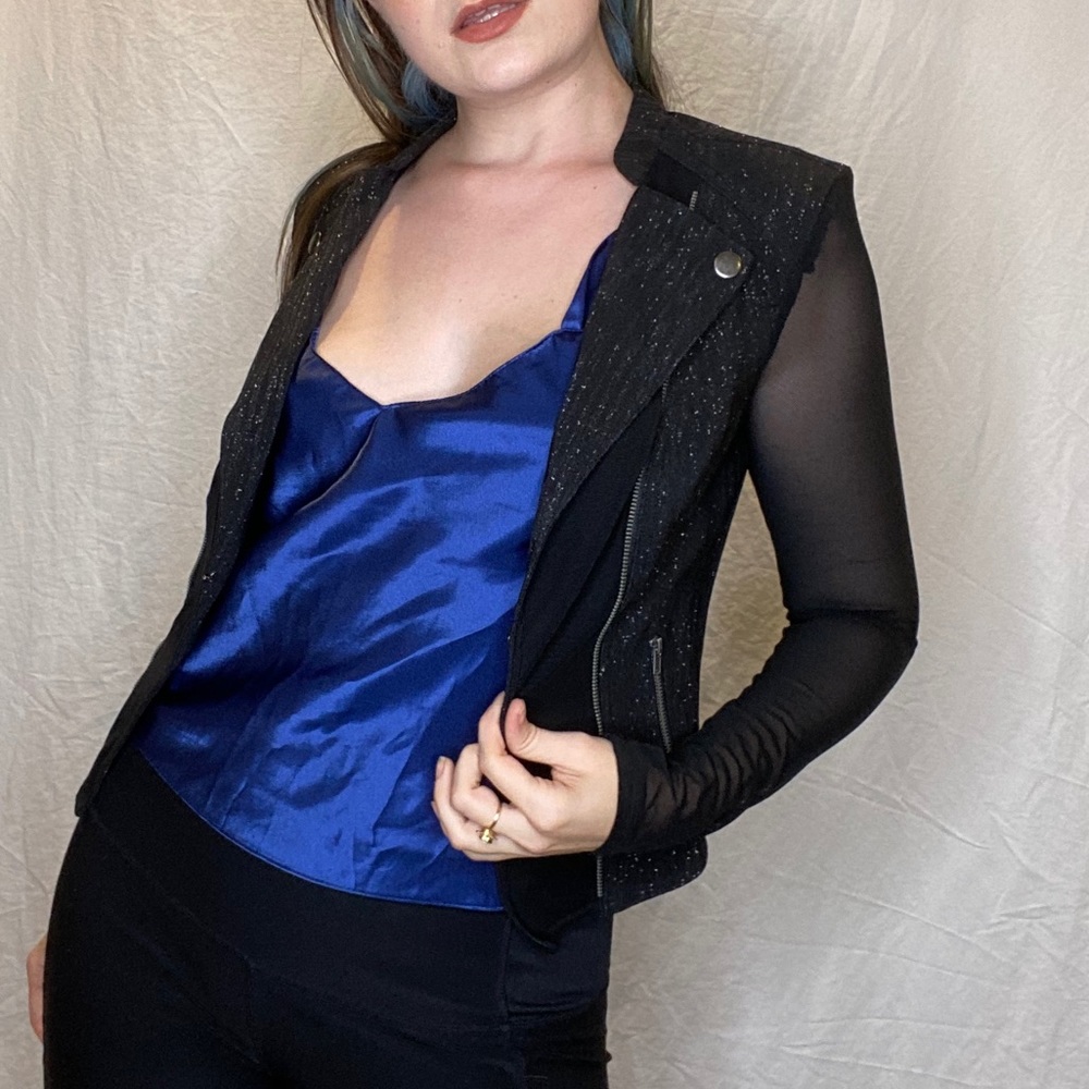 Material Girl NWT Sheer Black Blazer Size Small